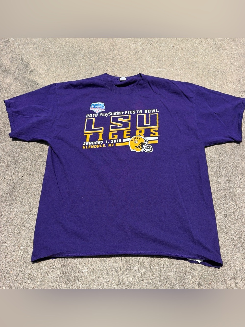 LSU Tigers 2019 Fiesta Bowl Purple Tee shirt sleeve